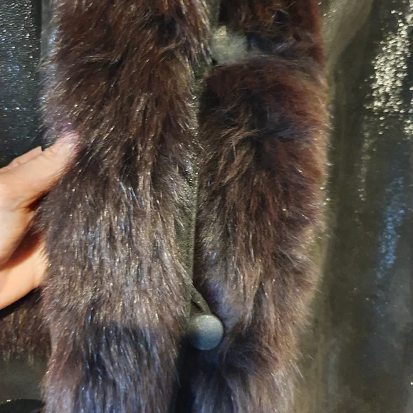 leather and fox fur trim women cape,coat, jacket, size L-XL - Picture 2 of 10